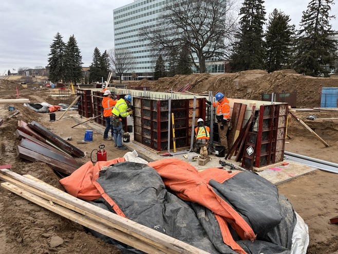 Crews construct structures for the Maplewood Station