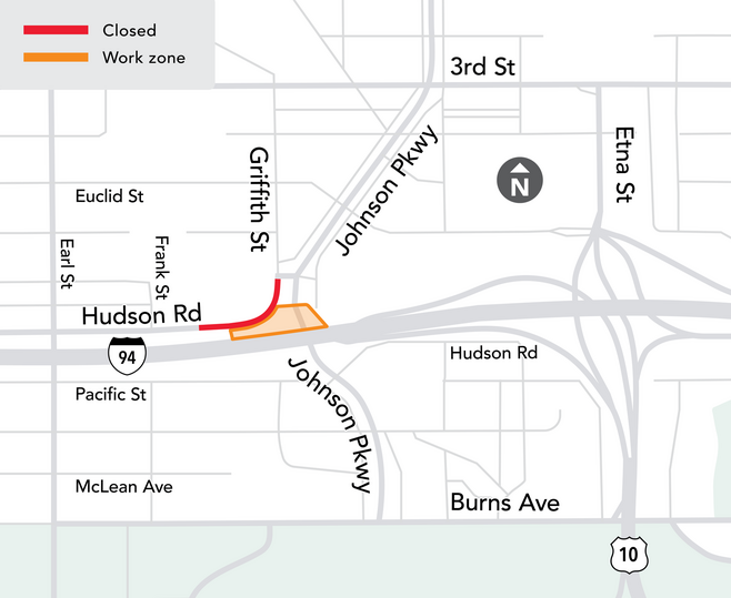 Hudson Road Closure Map