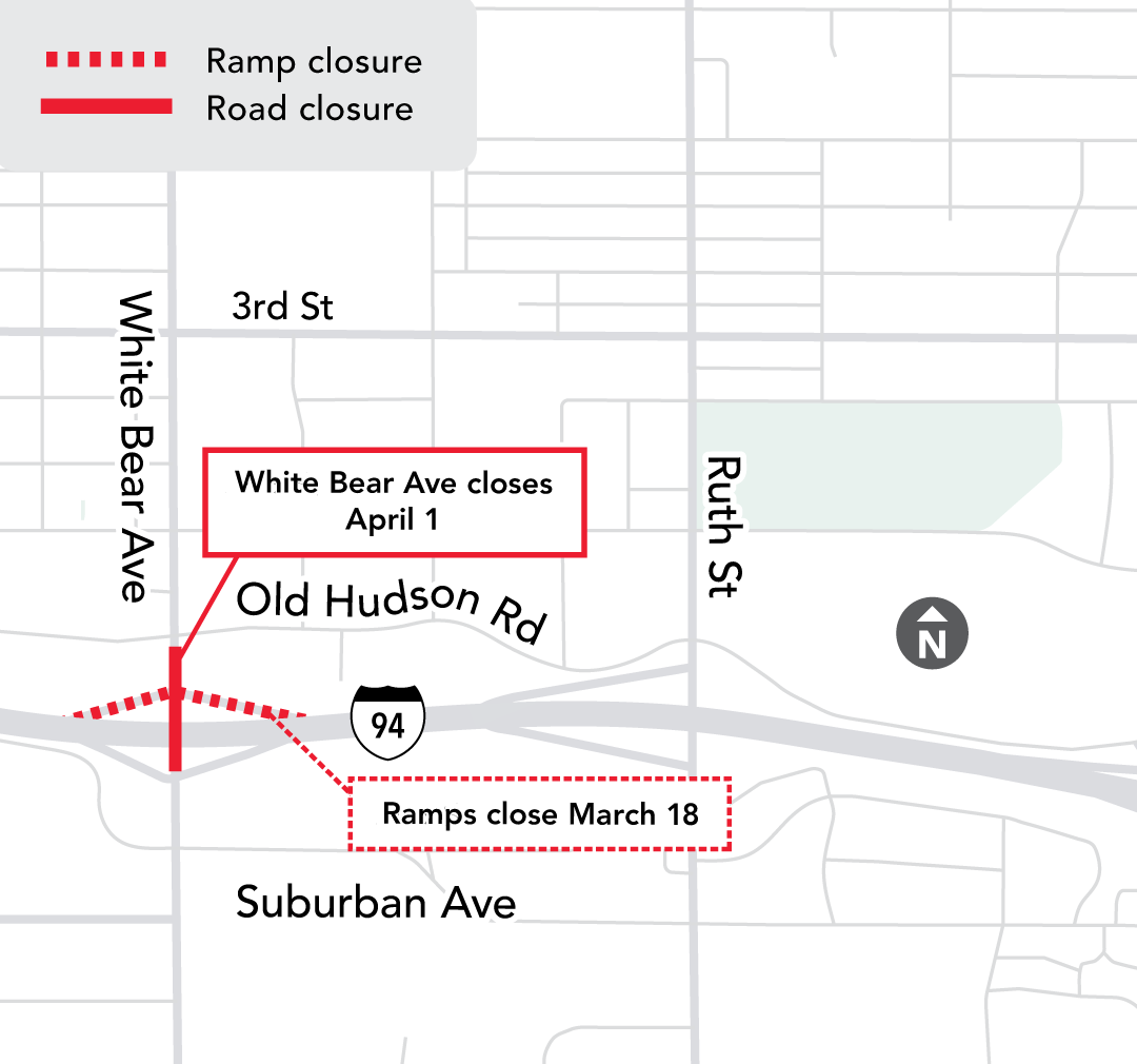 White Bear Avenue Closure Map