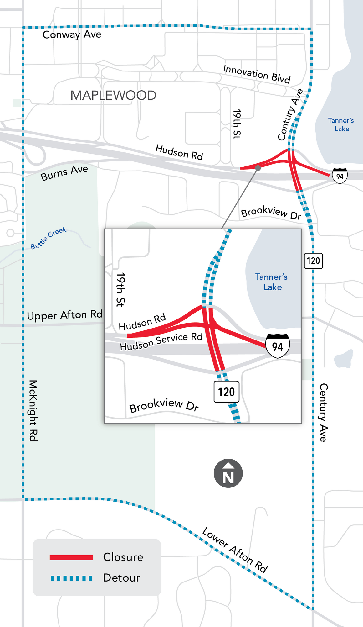 Century Ave Closure Map