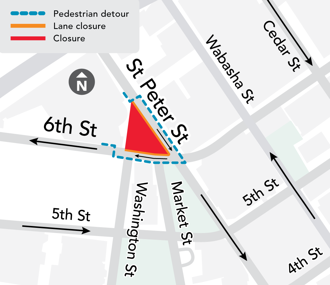 6th Street & Washington Closure Map