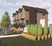 Graphic rendering of rowhomes