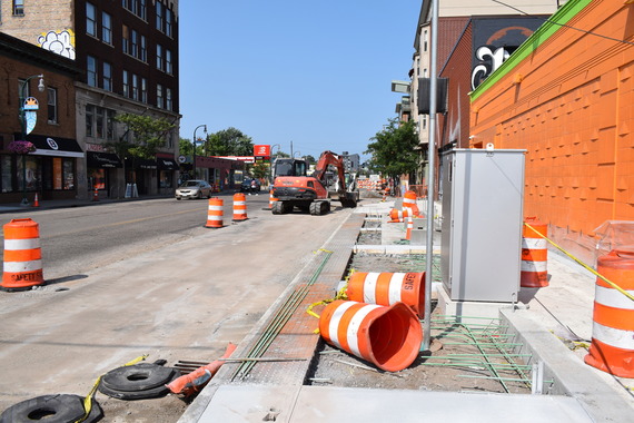 Crews continue work on the future westbound station at Lake & Lyndale