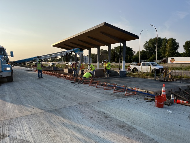 Crews pour concrete for the Maplewood Station