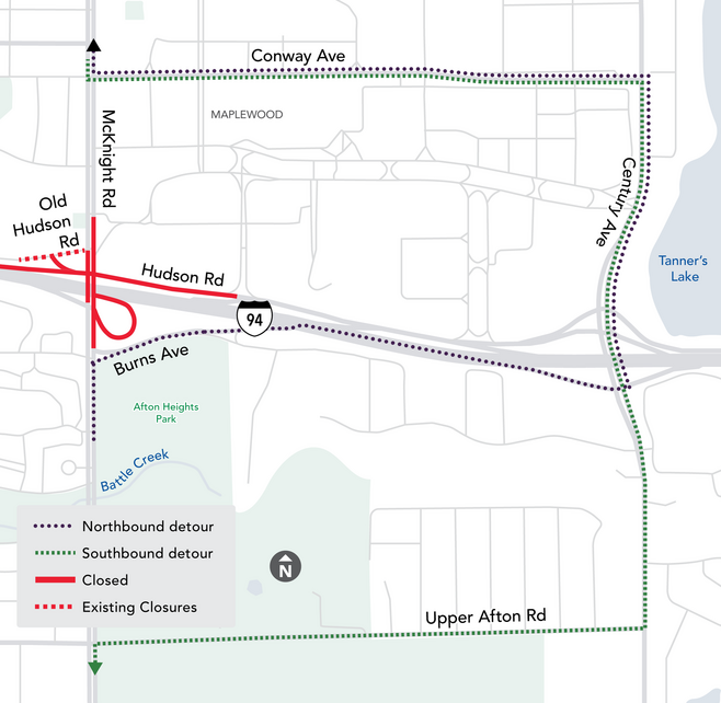 McKnight Closure Detour Map