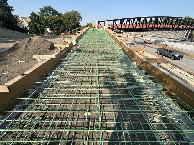 Rebar for the southern bridge approach on the Maple Street pedestrian bridge