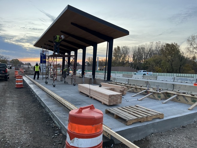 Crews construct the Greenway Station platform