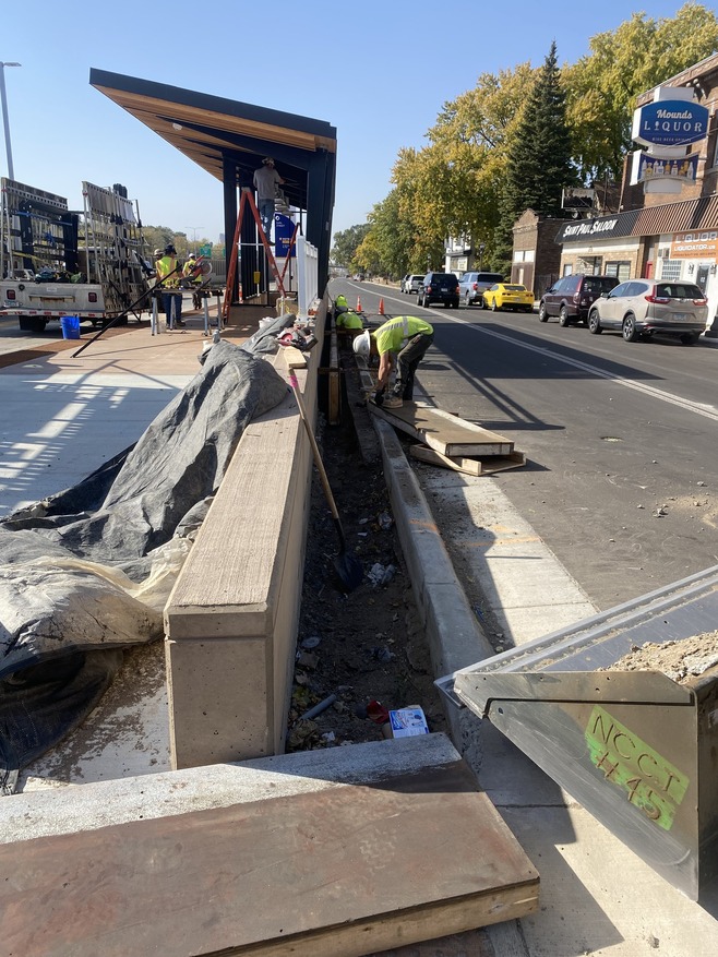 Crews construct the Earl Street station platform