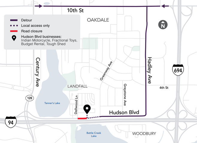 Hudson Boulevard Business Access Map