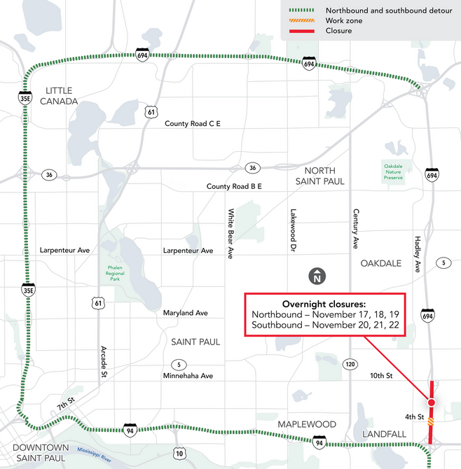 I-694 Overnight Closure Map