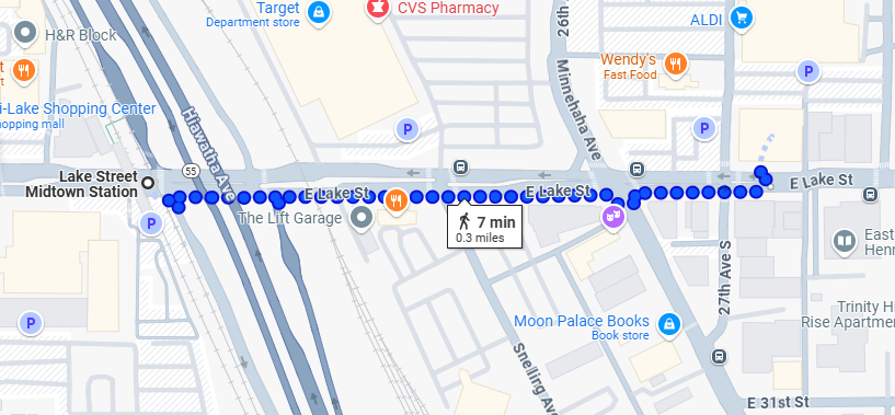 map with directions from station to venue
