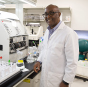 Scientist tests water in a lab