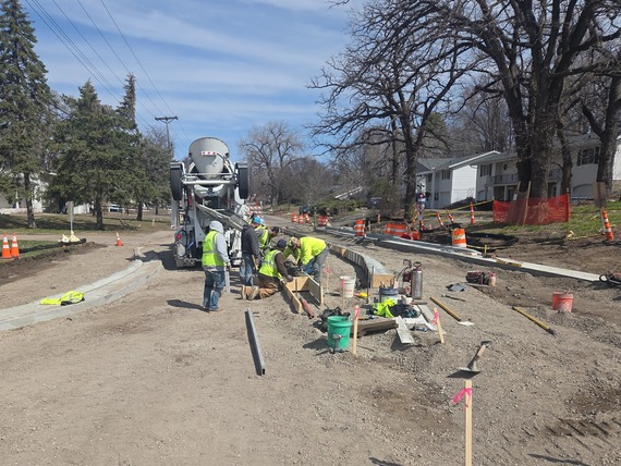 Construction team in roadway