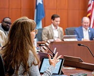 Met Council member Judy Johnson speaking at a recent Met Council meeting.