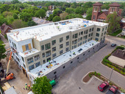 An aerial view of the rooftop at JAX Apartments.