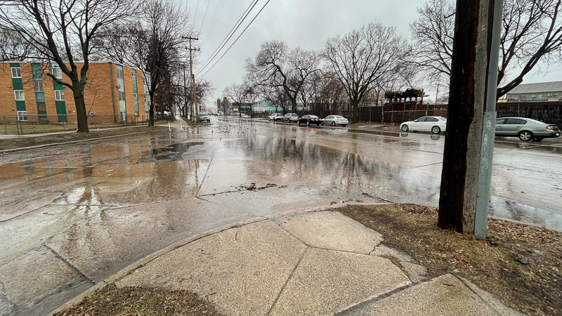 A flooded intersection in South Minneapolis.
