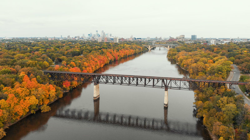 Fall colors along the Mississippi River.
