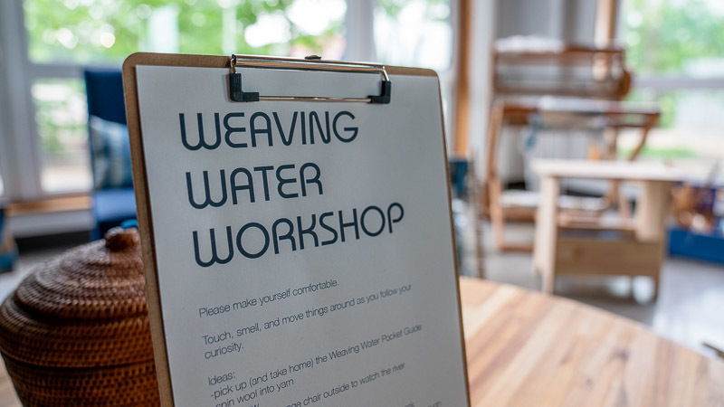 Weaving Water Workshop Sign