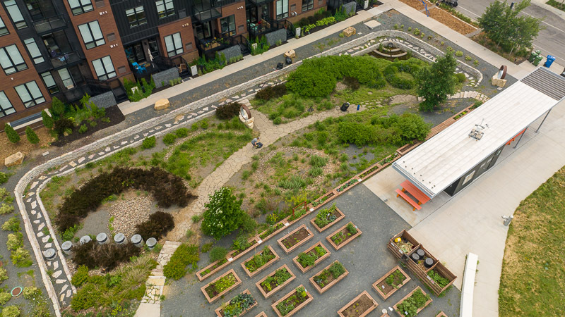 Aerial view of Towerside stormwater basin.