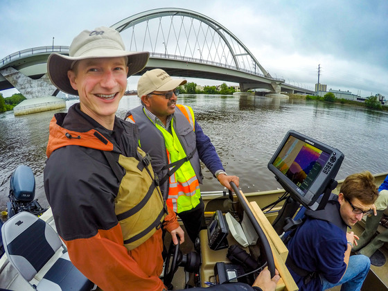 MWMO staff conducting bathymetric mapping in 2016