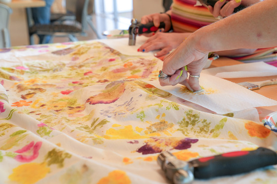 Fabric with flower pounding prints