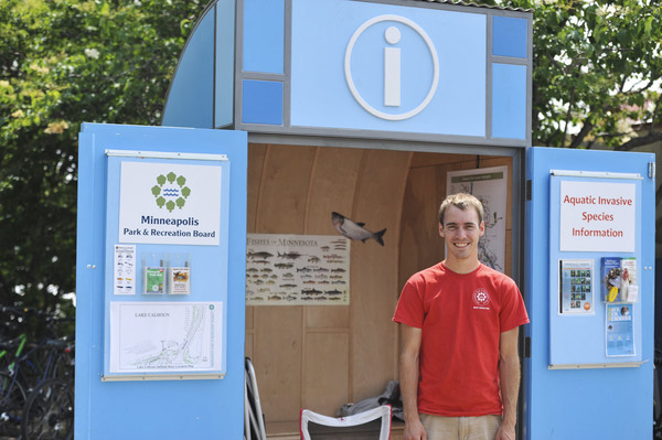 Aquatic Invasive Species kiosk Lake Calhoun