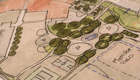 Close-up view of park concept plan in development