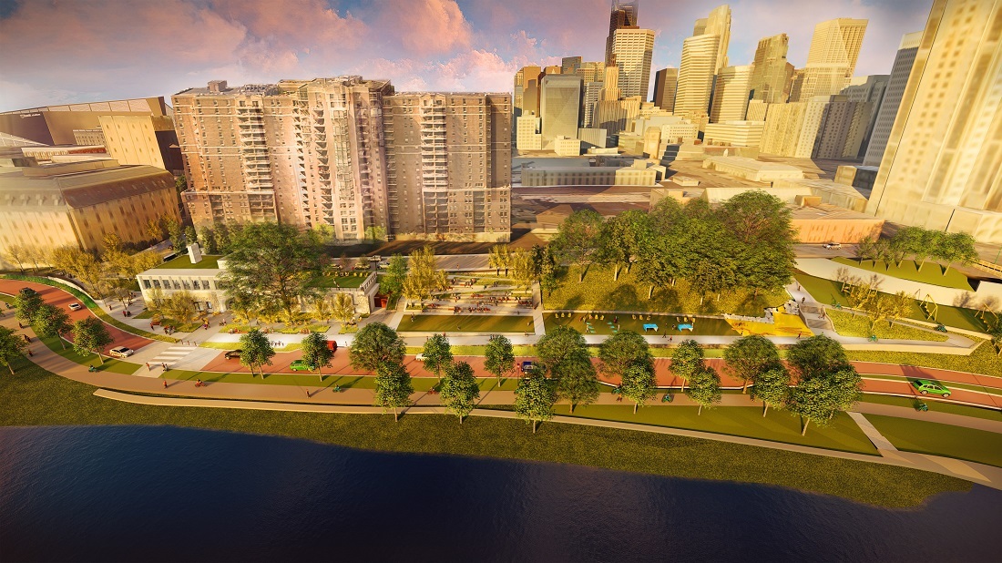 An illustration showing Water Works from above