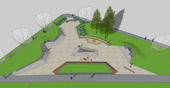 Aerial illustration of Elliot Park skate park jan 2020