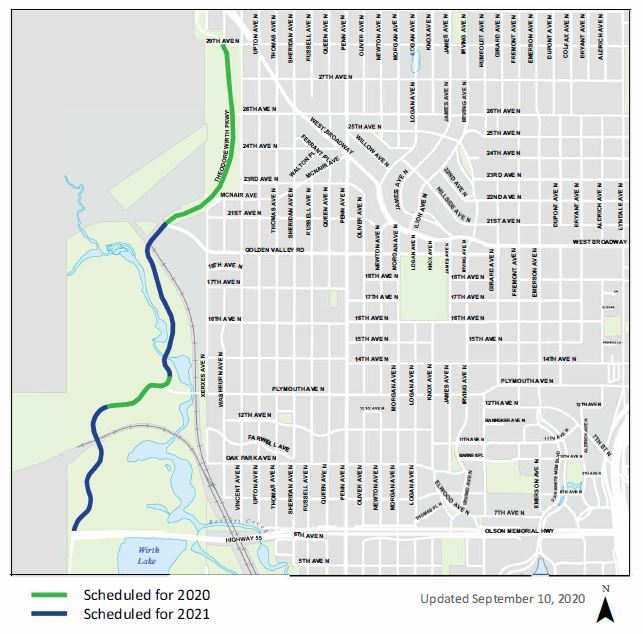 Theodore Wirth Parkway resurfacing map and schedule