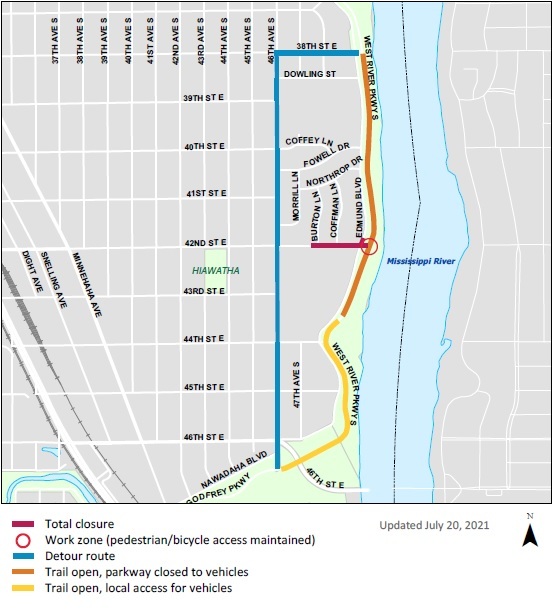 West River Parkway detour September 2021