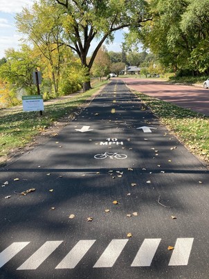 Resurfaced and re-striped bike trail in Minneapolis