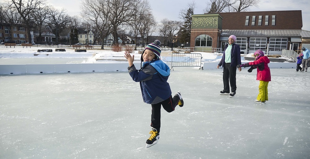 Ice skating at Webber Natural Swimming Pool