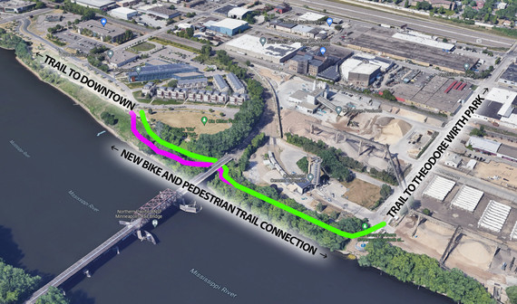 Diagram showing North Minneapolis trail connection