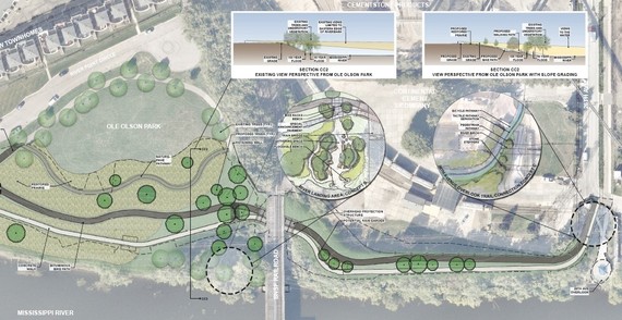 Design for riverfront trail connection between 26th Avenue North Overlook and Ole Olson Park