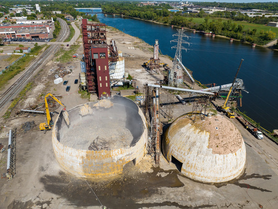 Upper Harbor Terminal demolition of round dome