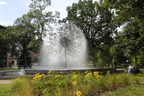 Berger Fountain on display during summer in Loring Park