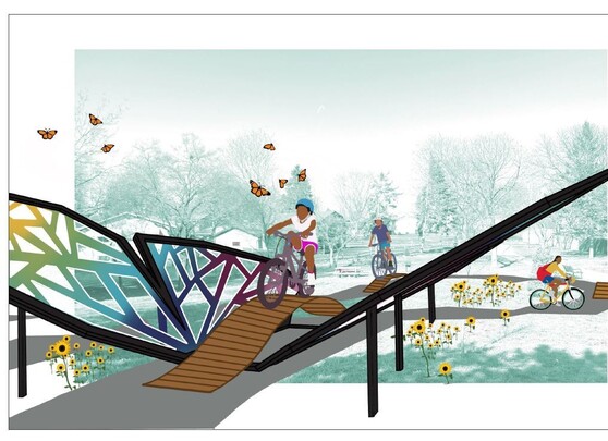 Hall-bike skills course - sculpture rendering