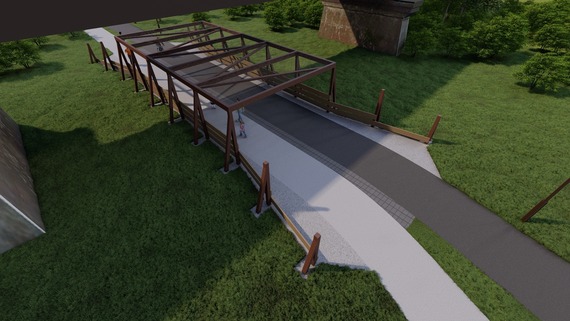 An illustration shows a section of trail planned as part of a new trail connection between Ole Olson Park and the 26th Avenue North Overlook