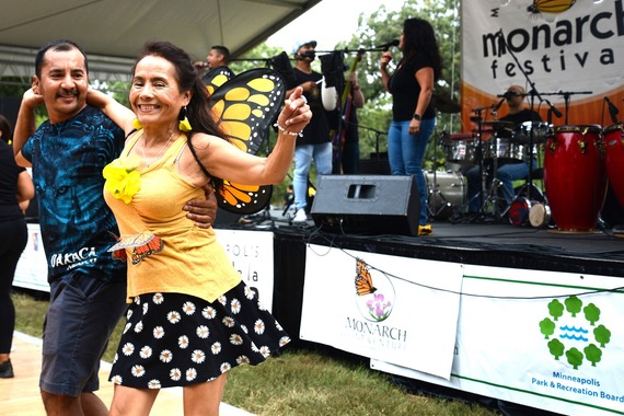 Dancers in front of Monarch Festival main stage