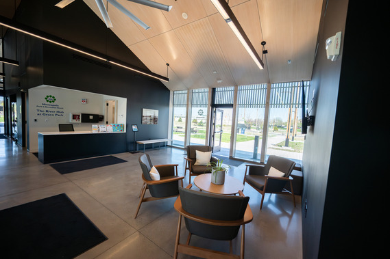 The lobby of The River Hub at Graco Park