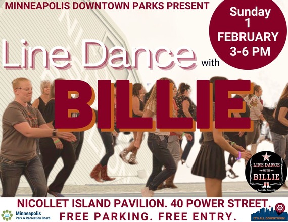 Billie dancing in front of the Nicollet Island pavilion