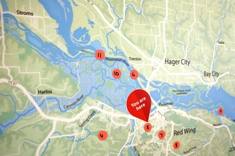 Water/Ways map of Lake Pepin