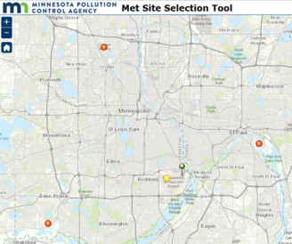 Screen shot of meteorological site selection tool