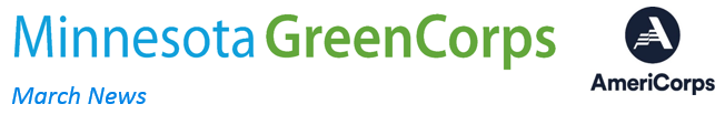 Minnesota in blue font, GreenCorps in green font, AmeriCorps 'A' logo