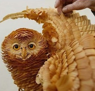 owl wood carving