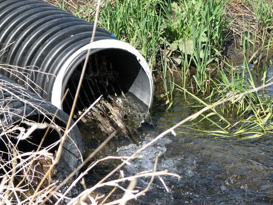 Water running out of pipe
