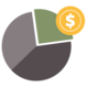pie chart with portion highlighted with dollar sign