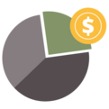 pie chart with portion highlighted with dollar sign