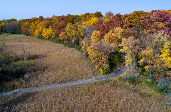 Aerial image of a trail in Plymouth
